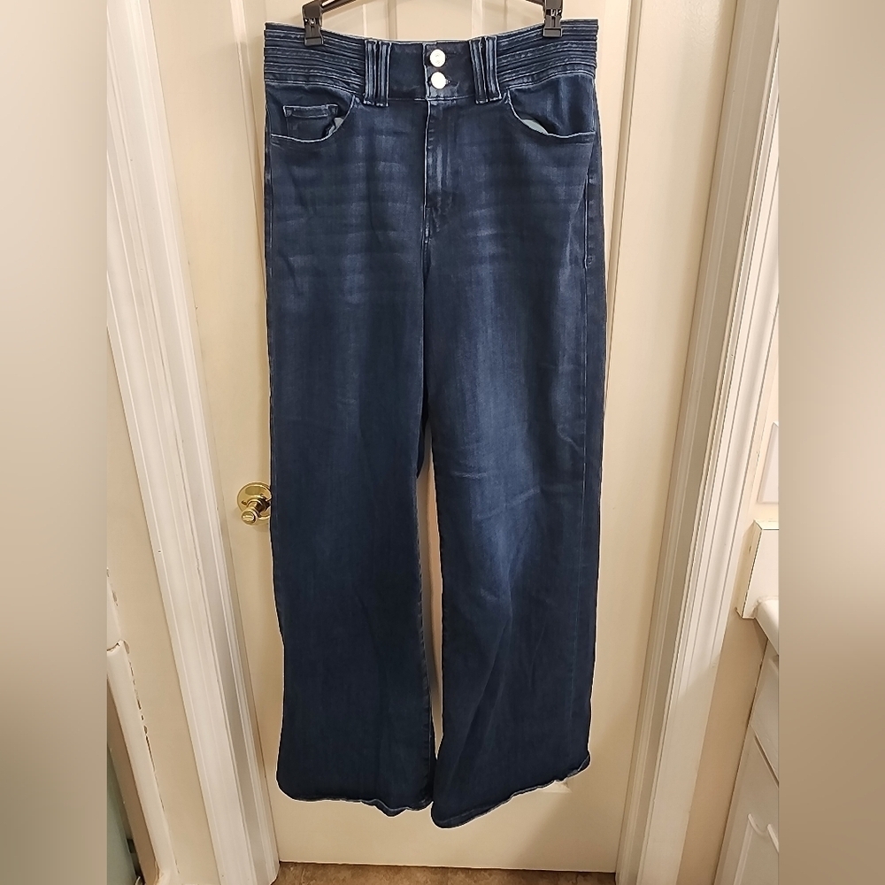 FRAME Wide Leg Jeans Medium Blue Wash Women’s Size 31 Stretch Casual High Waist